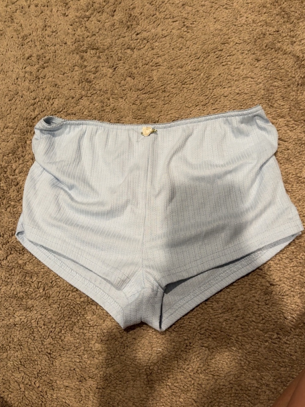 Light Blue Women's Ribbed Sleep Shorts